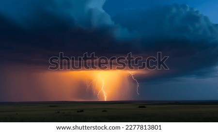 "The Majestic Fury of a Stormy Night: Rain, Lightning, Thunder, and Brooding Clouds"