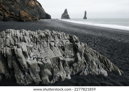 rock texture on black beach background