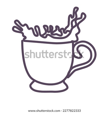 silhouette of a mug with a splash of drink. Tea overflowing over the edges cup icon. vector