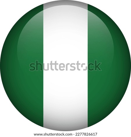 Nigeria flag button. Emblem of Nigeria. Vector flag, symbol. Colors and proportion correctly.