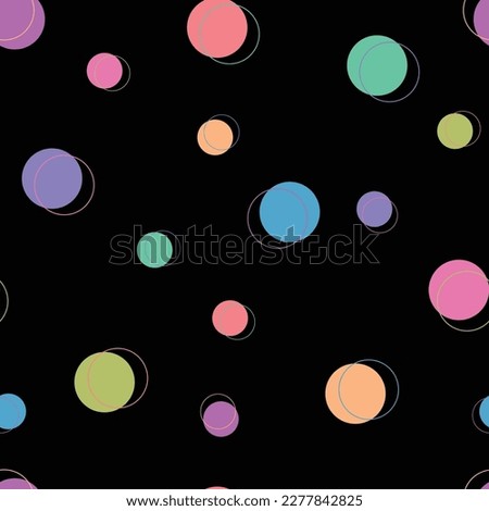 Vector multicolour circles with silhouettes repeating pattern background. Perfect for fabric, scrapbooking, and wallpaper projects. Vector illustration
