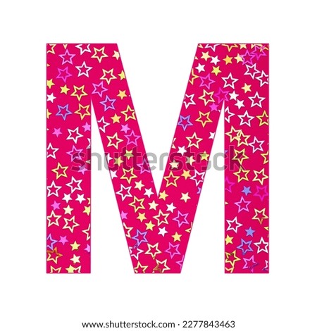 Alphabet letter M - Colorful party confetti with sparkling stars