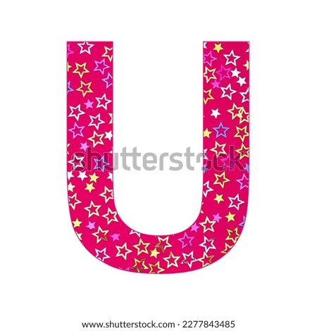 Alphabet letter U uppercase - Birthday background with colorful confetti