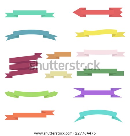 set of colored ribbons on white background. vector illustration