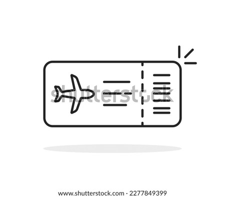 thin line flight ticket icon for travel website. lineart simple trend modern minimal logotype graphic stroke art design web element isolated on white. concept of boarding pass for business travel Royalty-Free Stock Photo #2277849399