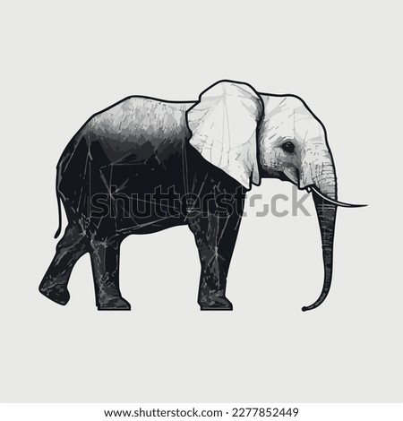 Black and white elephant logo. Cartoon style. Vector illustration