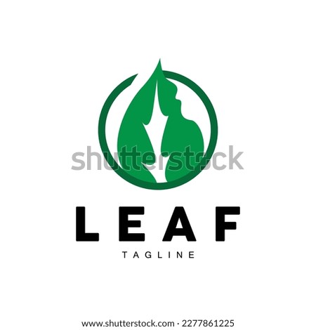 Green Leaf Logo, Ecology Natural Plant Vector, Nature Design, Illustration Template Icon