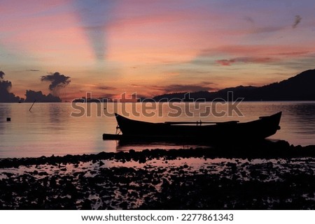 beautiful morning view with colorful sky when the sun is about to rise in eastern Indonesia