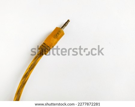 The yellow jack wires in white isolation stock photo.