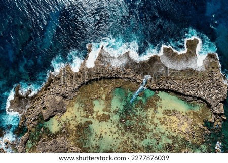 Amazing colorful aerial picture SHARKS COVE Hawaii 