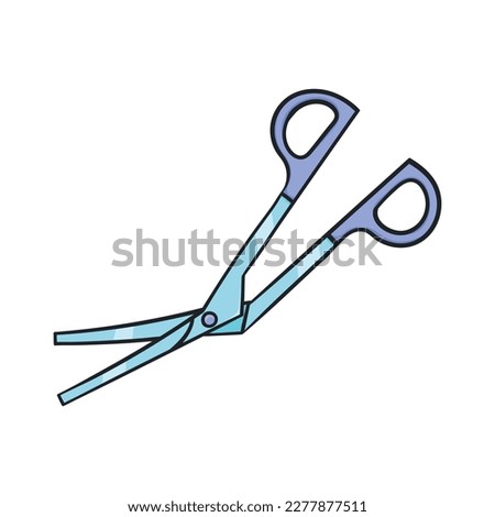 Medical scissors colored doodle vector illustration. Isolated on white background