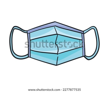 Medical face mask colored doodle vector illustration. Isolated on white background