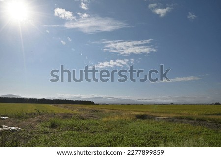 The wide sky and land of Hokkaido's agricultural area