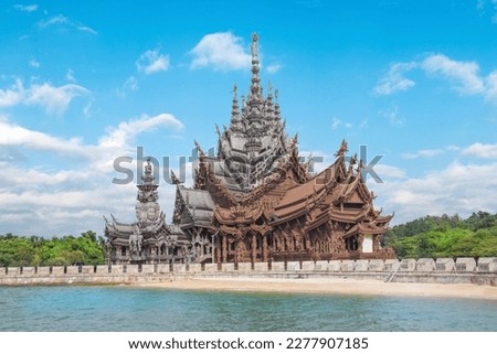 Beautiful view of Buddhist sculpture near the Temple of Truth in Pattaya, Thailand Royalty-Free Stock Photo #2277907185
