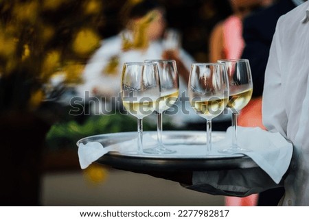 Luxury table settings for fine dining with and glassware, beautiful blurred background. Preparation for holiday Christmas and Hannukah dinner night.