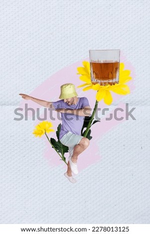 Creative composite photo collage of young funny guy dancing have fun chill drinking jack daniels whiskey glass vacation isolated on gray background