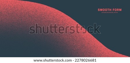 Smooth Curve Border Vector Red Dot Work Minimalist Panoramic Abstract Background. Dividing Space Concept Wide Minimalistic Wallpaper. Halftone Dotwork Art Contemporary Graphic Dynamic Abstraction Royalty-Free Stock Photo #2278026681