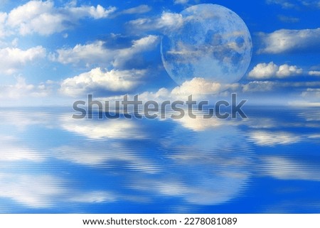 Earth, moon, water, clouds and ecological environment