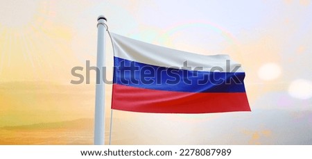 Flag of Russia, 3d Flag, waving, banner, and  background., 