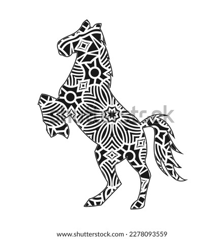 Horse mandala coloring page for kids and adult editable vector illustration.