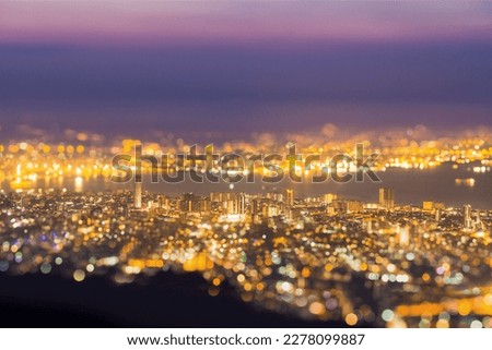 View of George Town, Penang Malaysia from Penang Hill in miniature