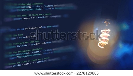 Glowing and blurry programming code