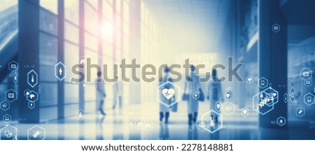Futuristic hospital and medical technology concept. Wide angle visual for banners or advertisements. Royalty-Free Stock Photo #2278148881