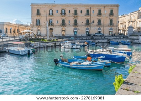 Ortigia harbour in Siracusa Sicily Royalty-Free Stock Photo #2278169381