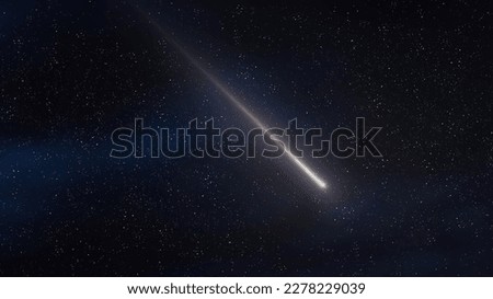 Falling star. Meteor trail in the night starry sky. A meteorite burns in the atmosphere. Royalty-Free Stock Photo #2278229039