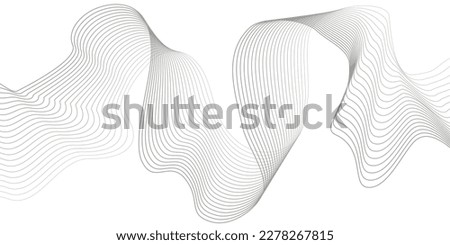 Undulate Grey Wave Swirl, frequency sound wave, twisted curve lines with blend effect. Technology, data science, geometric border. Isolated on white background. Vector illustration. Royalty-Free Stock Photo #2278267815