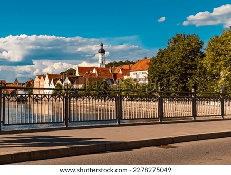Beautiful summer view with a church at Landsberg am Lech, Bavaria, Germany