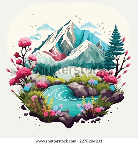 A beautiful alpine meadow with wildflowers, clear streams, and majestic views Royalty-Free Stock Photo #2278284231