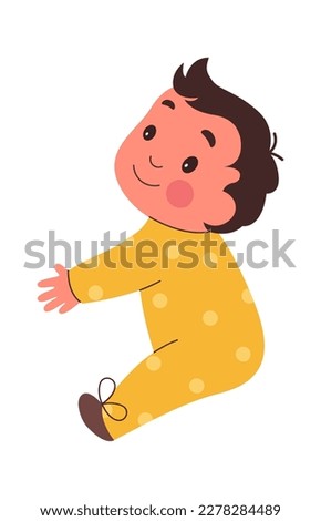 Cute cartoon baby cuddle flat icon. Vector illustration