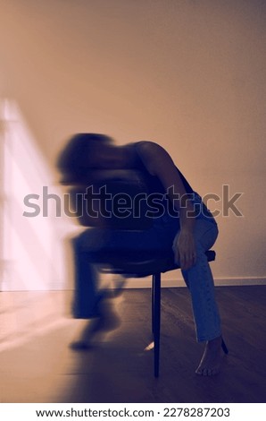 abstract studio photo woman siting on the chair