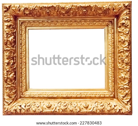 antique golden frame isolated on white background 