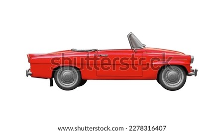 Old red convertible car isolated on white background. Royalty-Free Stock Photo #2278316407