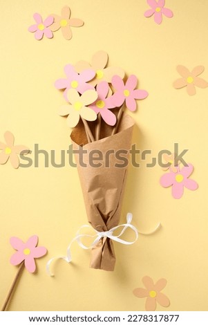 Paper bouquet of flowers made by child for Mother's Day Royalty-Free Stock Photo #2278317877