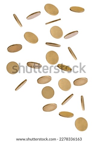 Close up of coins on white background