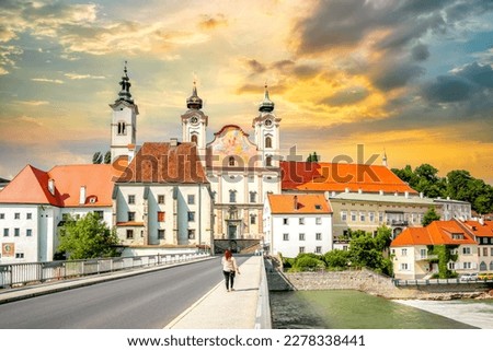 Panorama of old city of Steyr, Austria  Royalty-Free Stock Photo #2278338441
