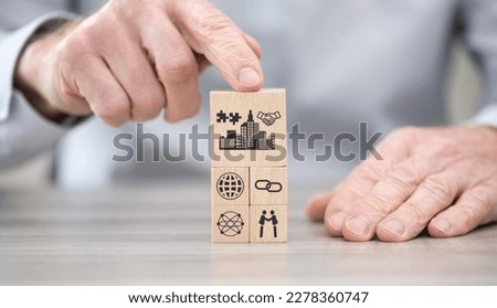 Wooden blocks with symbol of ma concept