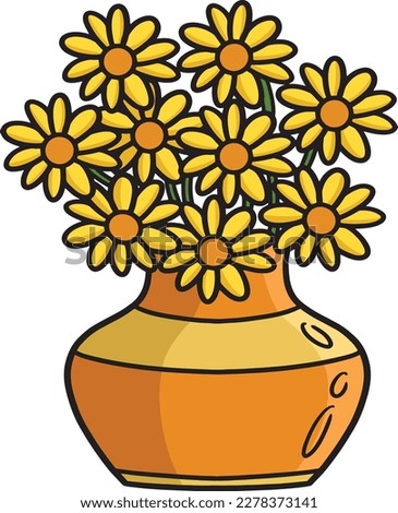 Flower Vase Cartoon Colored Clipart Illustration