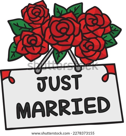  Wedding Flower Just Married Cartoon Clipart