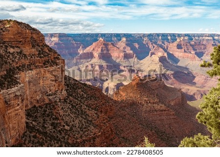 Grand Canyon aerial, Arizona. Panorama in beautiful nature landscape scenery at sunset in Grand Canyon National Park. South Rim of the Grand Canyon National Park. Scenery of the Grand Canyon, Arizona. Royalty-Free Stock Photo #2278408505