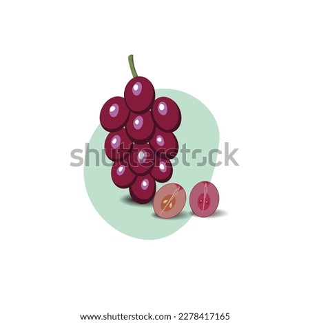 Grape cartoon fruit. Vegan organic eco product. vector illustration.