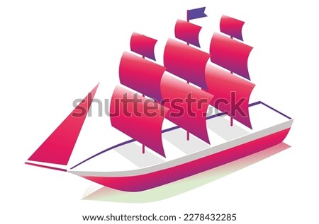 Red -colored ship's model sailboat