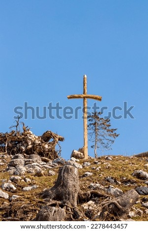 Cross up in the Alps mountains	