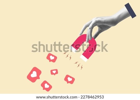 businessman hand holding magnet and magnetizing likes symbol. Concept of social media, influence, popularity, modern lifestyle and ad Royalty-Free Stock Photo #2278462953