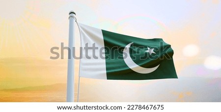 Flag of Pakistan, 3d Flag, waving, banner, and  background., 