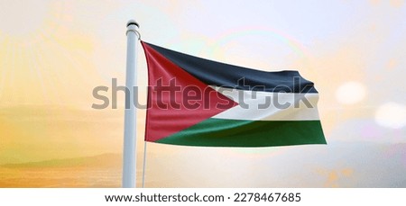 Flag of Palestine, 3d Flag, waving, banner, and  background., 