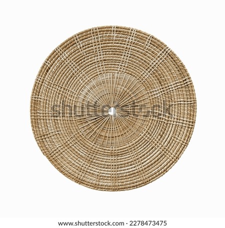 Top view rattan woven placemat, Use it as a placemat for a plate or glass isolated on white background Royalty-Free Stock Photo #2278473475